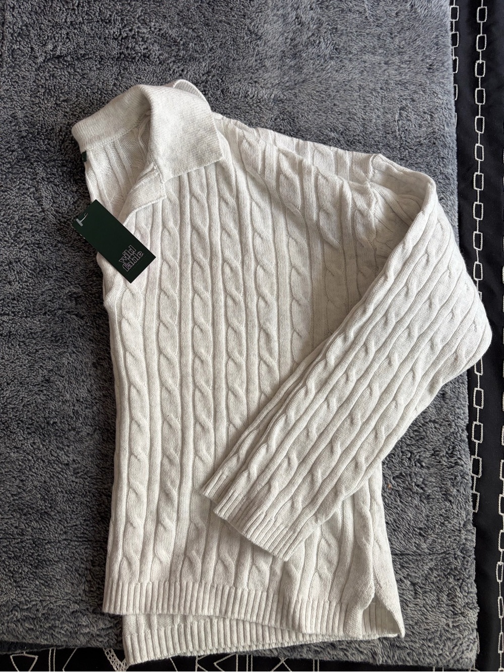 wild fable Cream Cable-Knit V-Neck Sweater